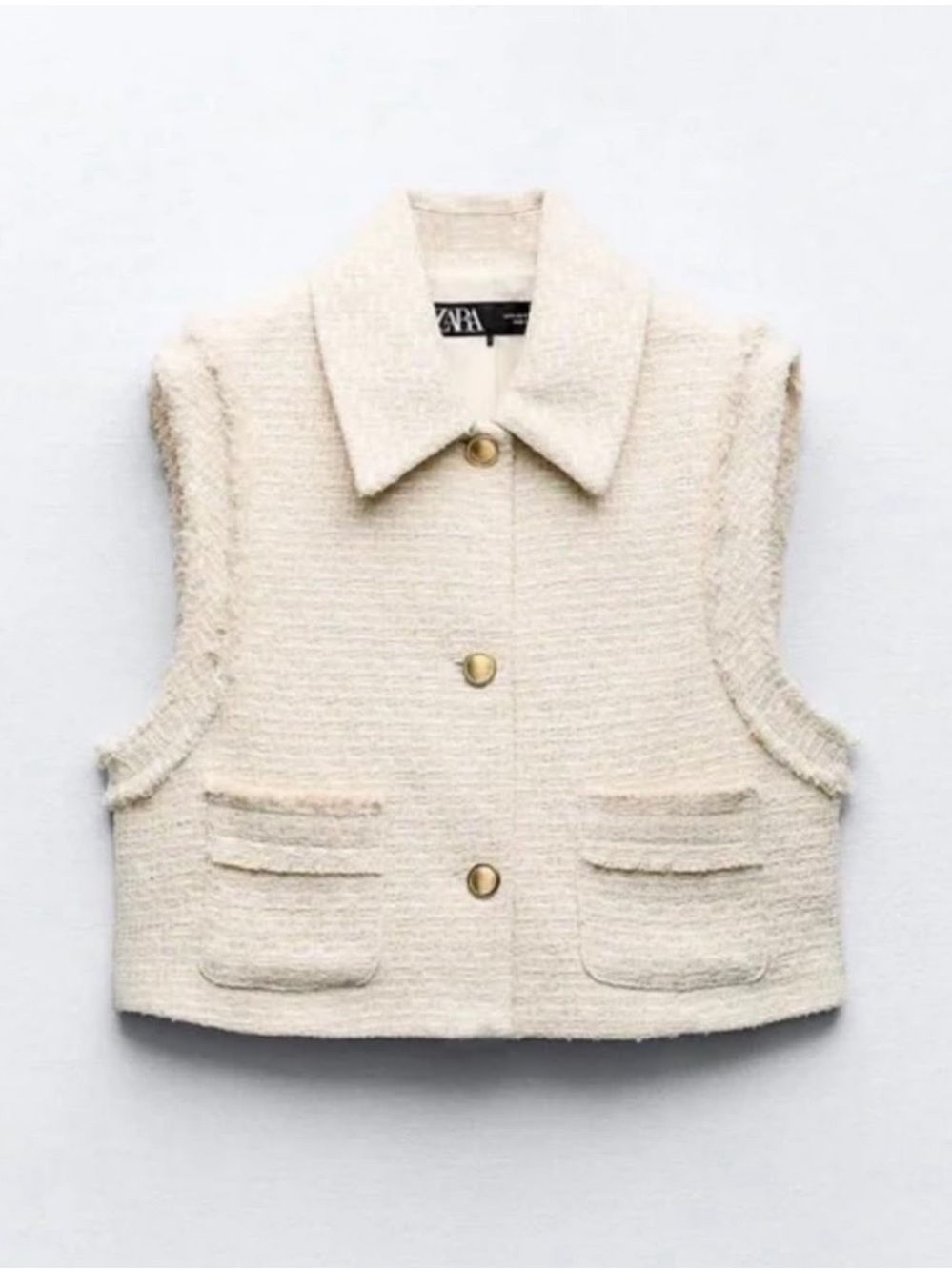 Zara Cream Tweed Girls' Buttoned Vest
